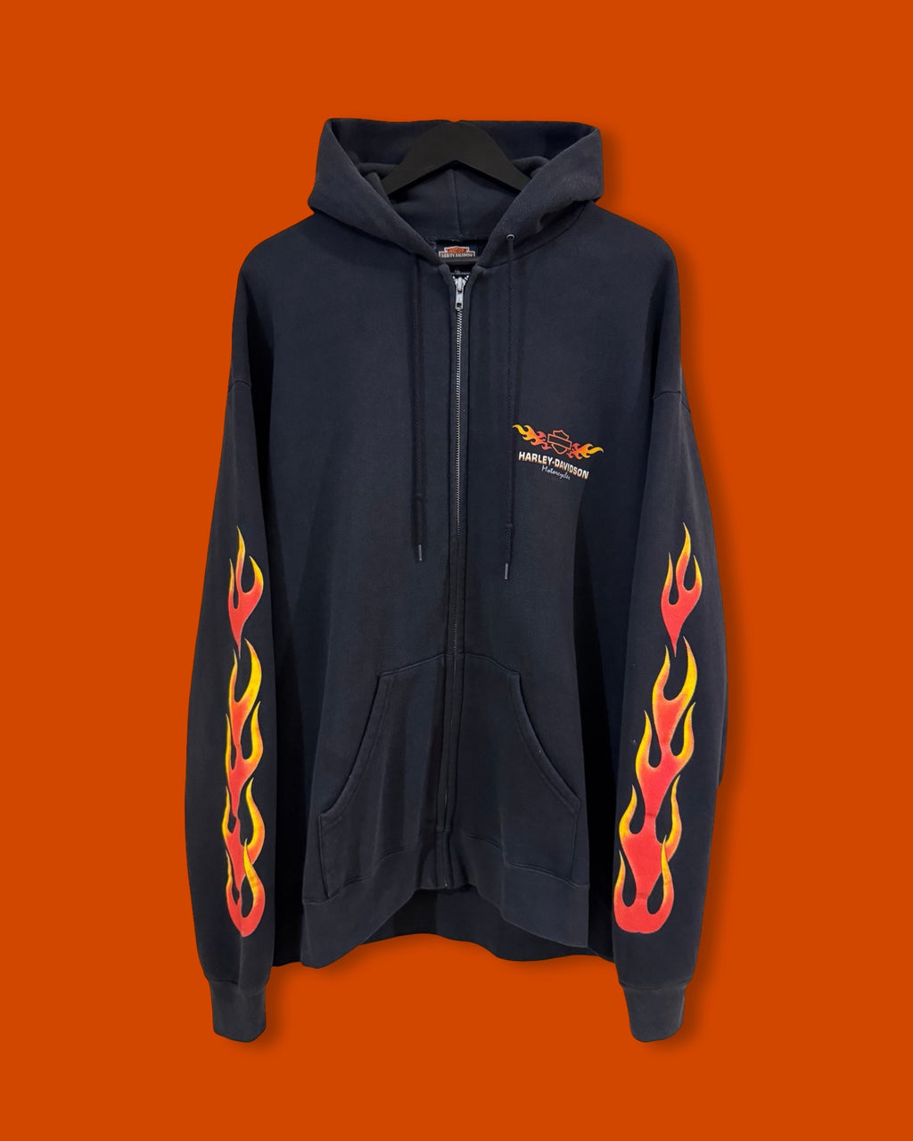 Vntg Harley Davidson Flames Hoodie (XL)