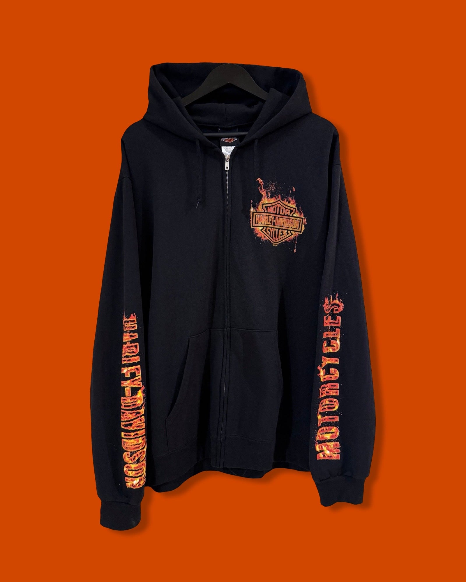 Vntg Harley Davidson Flames Hoodie (XXL)