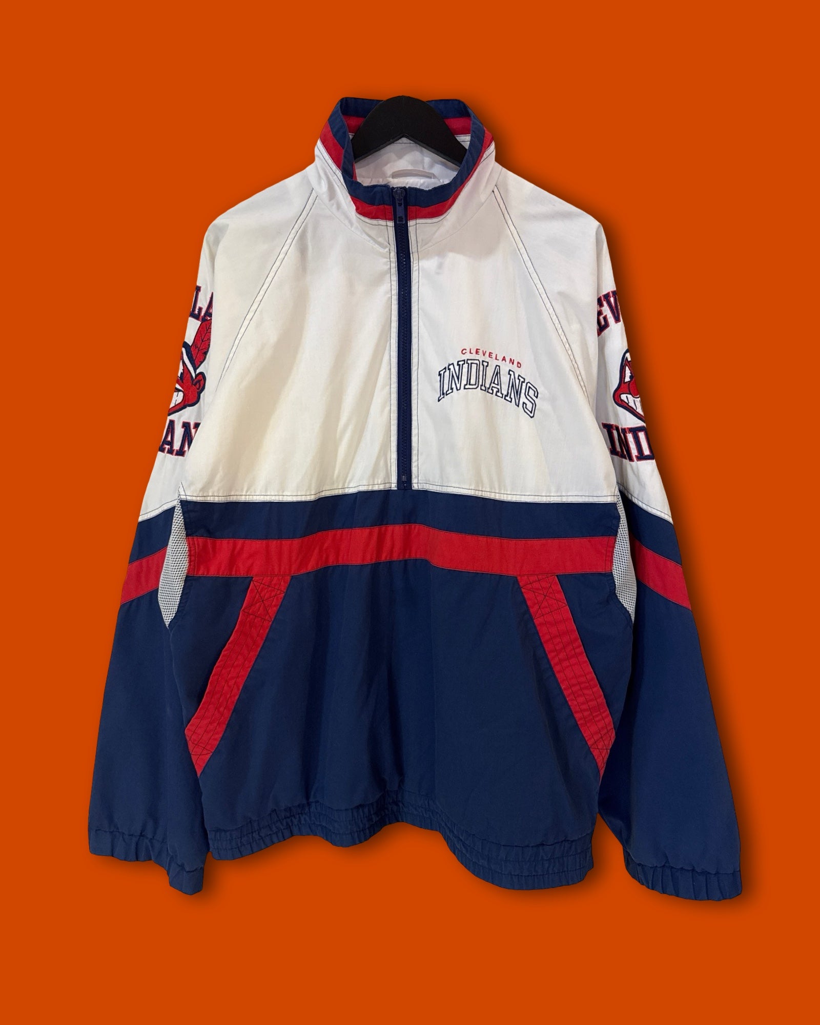 Vntg Cleveland Indians Windbreaker Jacket (Large)