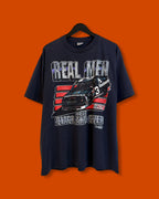 Vntg 1990 Real Men Wear Black And Silver Racing Tee (Medium) / SS
