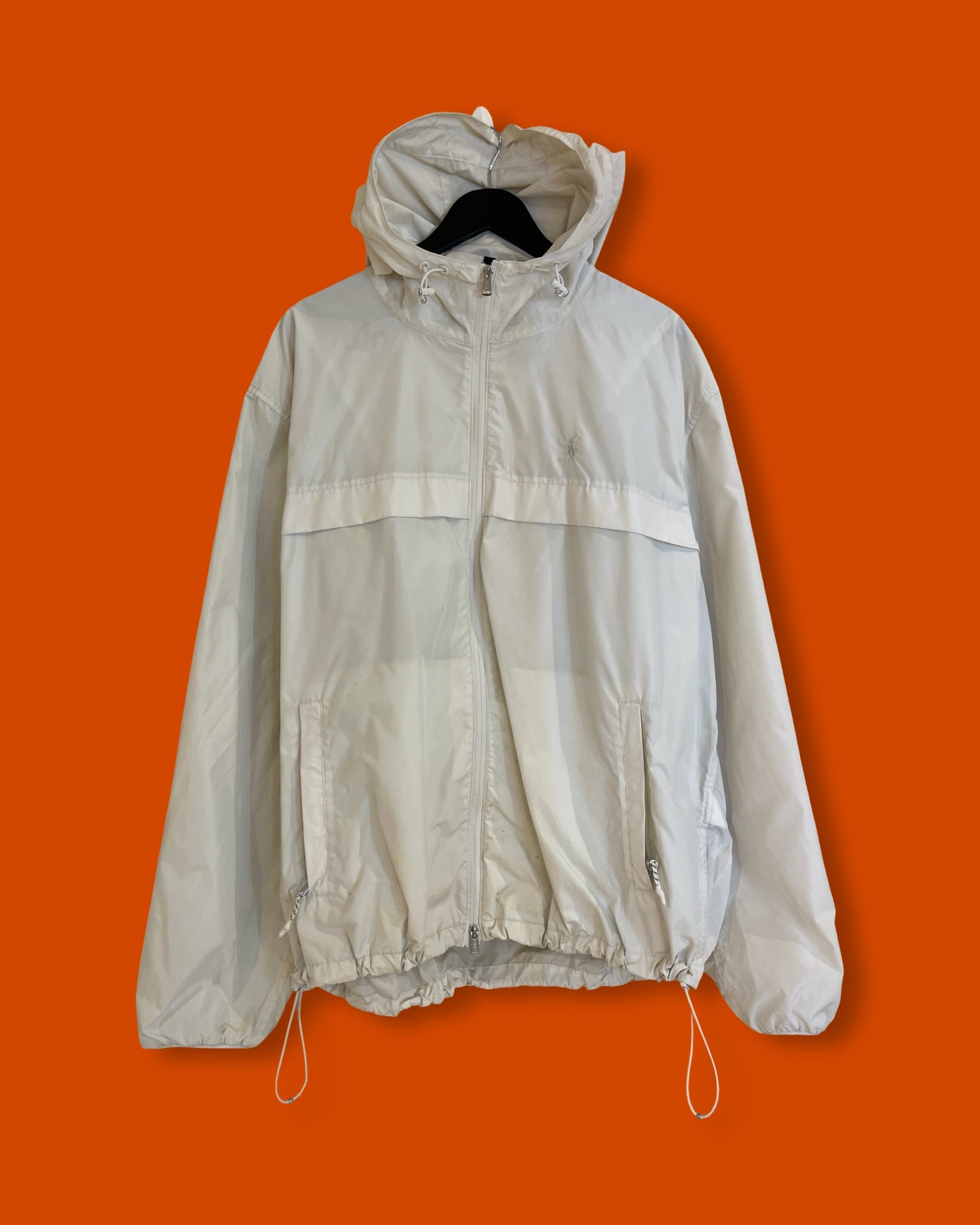 Polo Ralph Lauren White Windbreaker Hoodie Jacket (XXL)