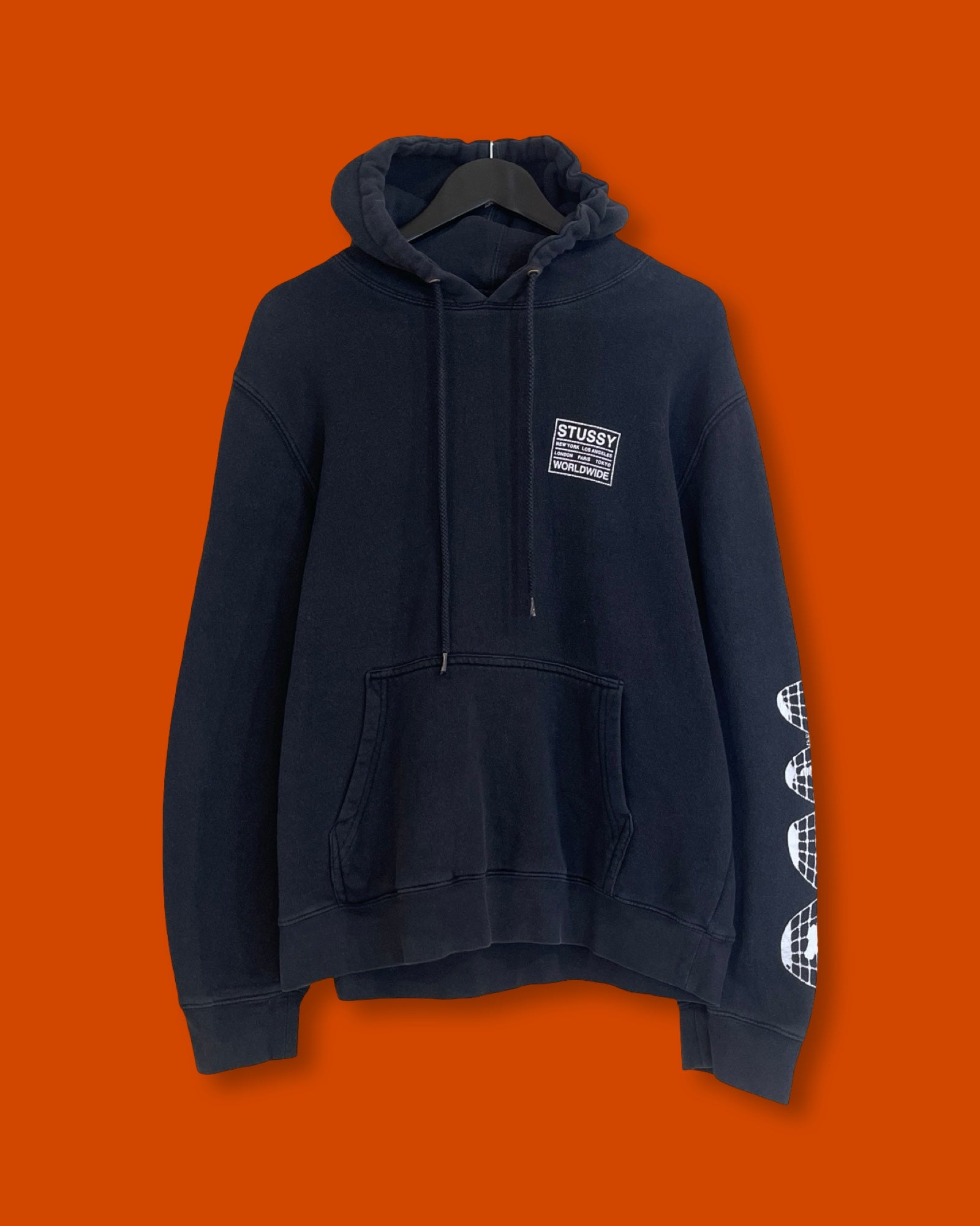 Stussy Black Worldwide Hoodie Jacket (Medium)*
